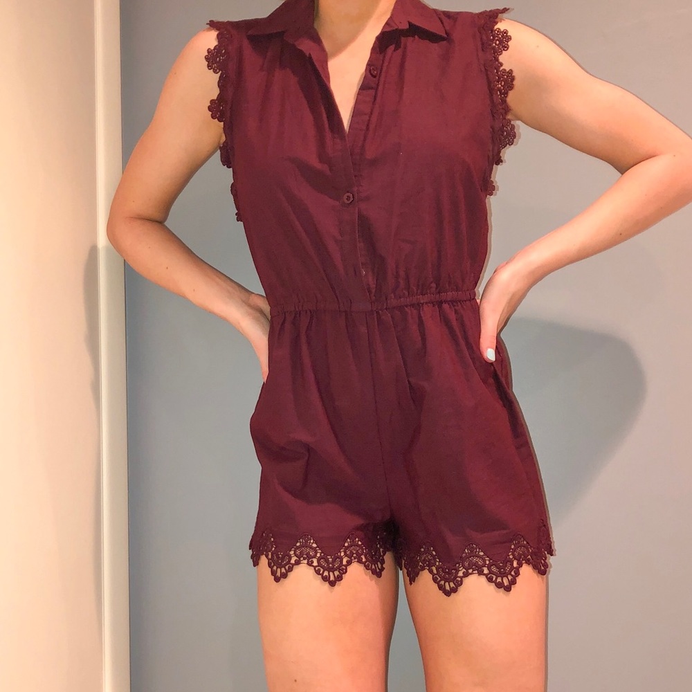 Burgundy red romper